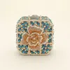Fashnzfab Crystal Rhinestone Embellished Flower Pointed Square Evening Clutch / Tote / Shoulder Bag In Blue