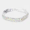 Fashnzfab Crystal Rhinestone Evening Bracelet Ab, Silver In Multi
