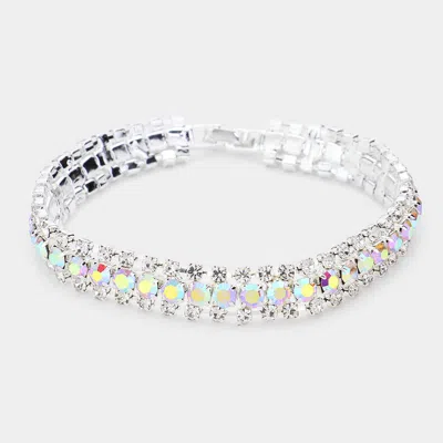 Fashnzfab Crystal Rhinestone Evening Bracelet Ab, Silver In Multi