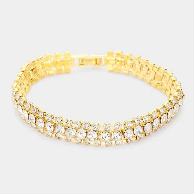 Fashnzfab Crystal Rhinestone Evening Bracelet In Gold