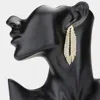 Fashnzfab Crystal Rhinestone Evening Earrings In Gold