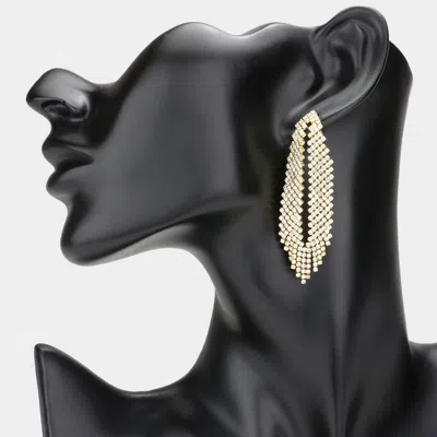 Fashnzfab Crystal Rhinestone Evening Earrings In Gold