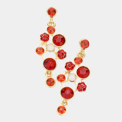 Fashnzfab Crystal Rhinestone Evening Earrings - Siam In Red