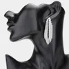 Fashnzfab Crystal Rhinestone Evening Earrings In Silver