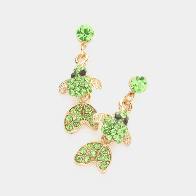 Fashnzfab Crystal Rhinestone Fish Dangle Evening Earrings In Green