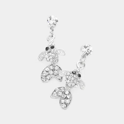 Fashnzfab Crystal Rhinestone Fish Dangle Evening Earrings In Silver