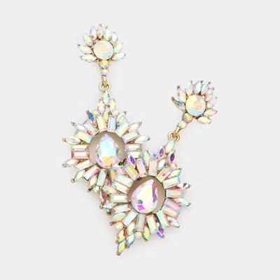 Fashnzfab Crystal Rhinestone Flame Evening Earrings In Pink