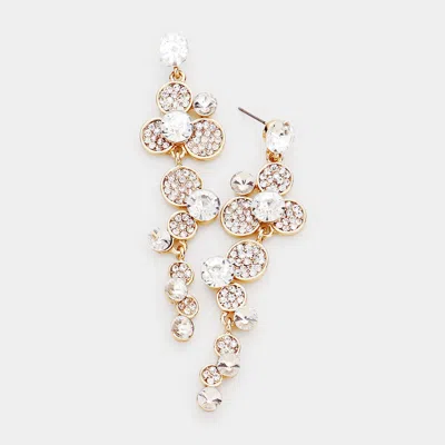 Fashnzfab Crystal Rhinestone Floral Drop Evening Earrings N - Clear, Gold In Multi