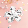 Fashnzfab Crystal Rhinestone Flower Brooch In Metallic