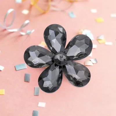 Fashnzfab Crystal Rhinestone Flower Brooch In Silver