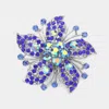 Fashnzfab Crystal Rhinestone Flower Pin Brooch In Blue