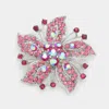 Fashnzfab Crystal Rhinestone Flower Pin Brooch In Metallic