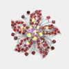 Fashnzfab Crystal Rhinestone Flower Pin Brooch In Metallic