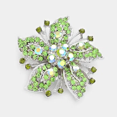 Fashnzfab Crystal Rhinestone Flower Pin Brooch In Multi