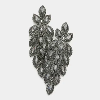 Fashnzfab Crystal Rhinestone Marquise Evening Earrings - Black Diamond In Multi