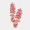 Fashnzfab Crystal Rhinestone Marquise Evening Earrings - Coral In Pink