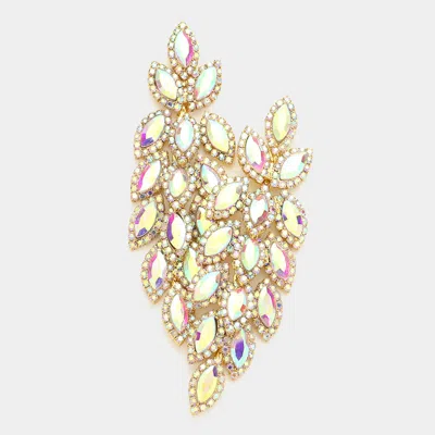 Fashnzfab Crystal Rhinestone Marquise Evening Earrings In Green