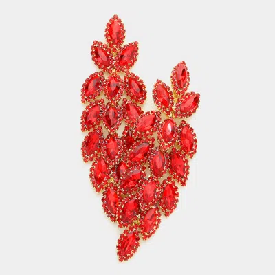 Fashnzfab Crystal Rhinestone Marquise Evening Earrings In Red