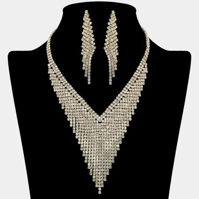 Fashnzfab Crystal Rhinestone Marquise V-collar Necklace In Burgundy