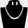 Fashnzfab Crystal Rhinestone Metal Mesh Necklace In Metallic