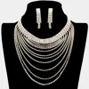 Fashnzfab Crystal Rhinestone Multi Layered Evening Choker Necklace In Metallic