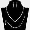 Fashnzfab Crystal Rhinestone Necklace Jewelry Set In Multi