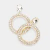 Fashnzfab Crystal Rhinestone Open Circle Dangle Evening Earrings In Gold