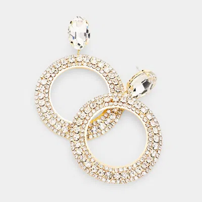 Fashnzfab Crystal Rhinestone Open Circle Dangle Evening Earrings In Gold