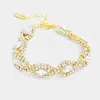 Fashnzfab Crystal Rhinestone Oval Stone Accented Evening Bracelet In Multi