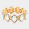 Fashnzfab Crystal Rhinestone Oval Stretch Evening Bracelet Ab, Gold In Multi