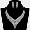 Fashnzfab Crystal Rhinestone Pave Bib Necklace In Silver