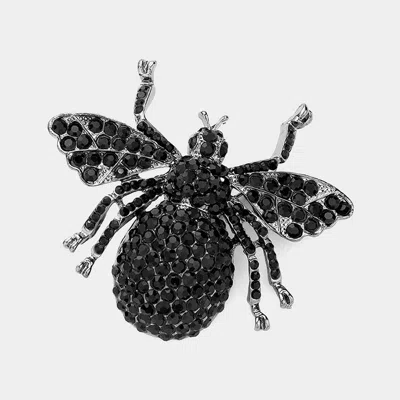 Fashnzfab Crystal Rhinestone Pave Bug Pin Brooch In Black