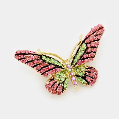 Fashnzfab Crystal Rhinestone Pave Butterfly Pin Brooch In Multi