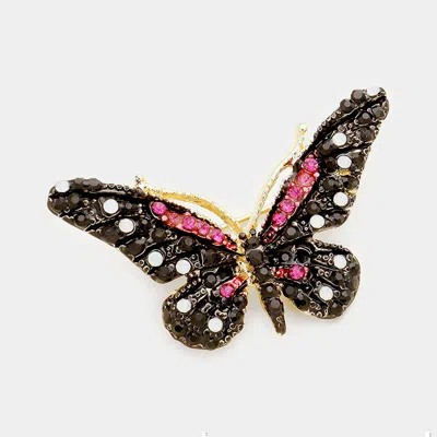 Fashnzfab Crystal Rhinestone Pave Butterfly Pin Brooch In Pattern