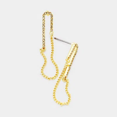 Fashnzfab Crystal Rhinestone Pave Chain Earrings In Gold