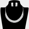 Fashnzfab Crystal Rhinestone Pave Collar Necklace Clip On Earring Set In Multi