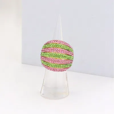 Fashnzfab Crystal Rhinestone Pave Dome Stretch Ring In Blue