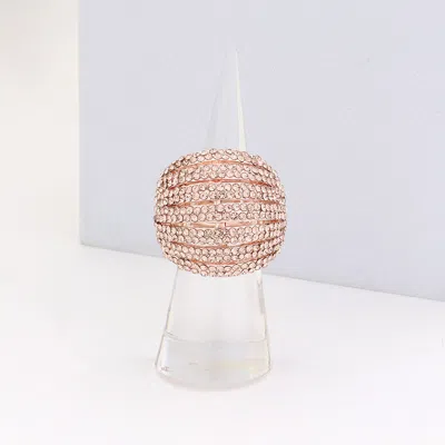 Fashnzfab Crystal Rhinestone Pave Dome Stretch Ring In Pink