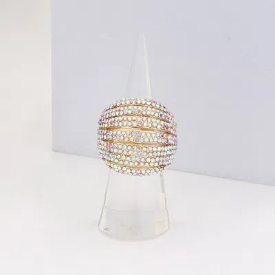 Fashnzfab Crystal Rhinestone Pave Dome Stretch Ring In Silver