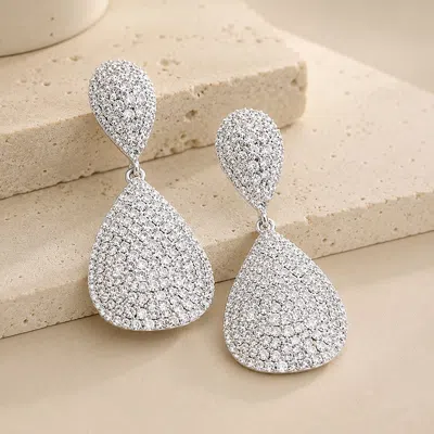Fashnzfab Crystal Rhinestone Pave Double Teardrop Evening Earrings In Multi