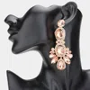 Fashnzfab Crystal Rhinestone Pave Drop Evening Earrings - Peach, Rose Gold In Gold