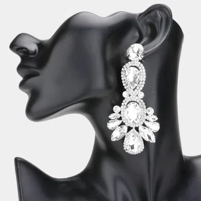 Fashnzfab Crystal Rhinestone Pave Drop Evening Earrings In Black