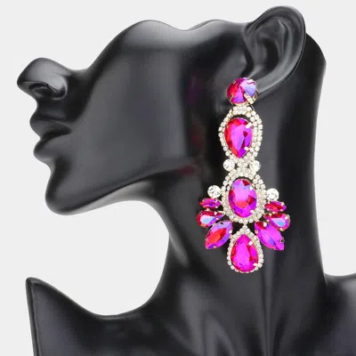 Fashnzfab Crystal Rhinestone Pave Drop Evening Earrings In Red