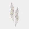 Fashnzfab Crystal Rhinestone Pave Fringe Evening Earrings - Ab, Silver In Metallic