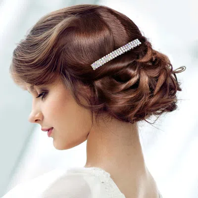 Fashnzfab Crystal Rhinestone Pave Hair Comb In Metallic