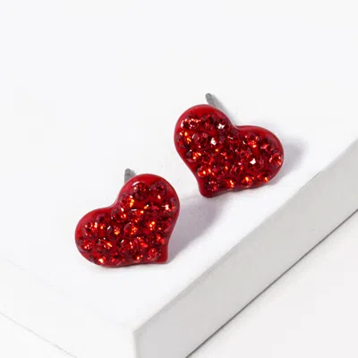 Fashnzfab Crystal Rhinestone Pave Heart Stud Earrings In Multi