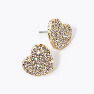 Fashnzfab Crystal Rhinestone Pave Heart Stud Earrings In Multi