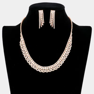 Fashnzfab Crystal Rhinestone Pave Necklace In Gold