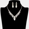 Fashnzfab Crystal Rhinestone Pave Necklace In Metallic