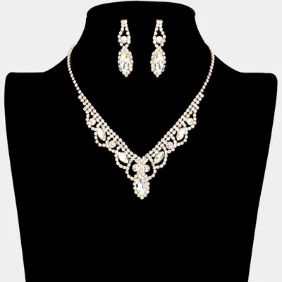 Fashnzfab Crystal Rhinestone Pave Necklace In Metallic